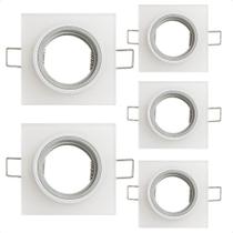 Kit 5 Spot Taschibra Quadrado Embutir Vidro Jateado Sp23 Mr16 Bivolt