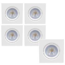 Kit 5 Spots Led Embutir Direcionável 5W 3000K Luz Amarela
