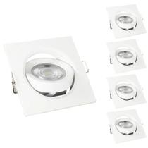 Kit 5 Spots Led Kian de Embutir Quadrado 5w 400lm Branco Quente 3000K Luz Amarela Luminária de Teto