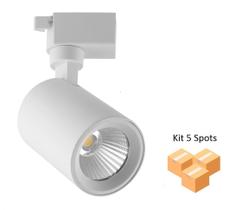 Kit 5 Spots Para Trilho 10W 4000K Bivolt Branco