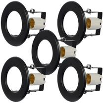 Kit 5 Spots Preto de Embutir para 1 lâmpada Foco Fixo