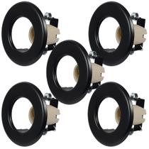 Kit 5 Spots Preto de Embutir para 1 lâmpada Foco Fixo