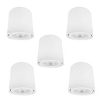 Kit 5 Spots Redondos Sobrepor Direcionável GU10 Dicroica