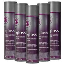 Kit 5 Spray Finalizador Gloss Brilho Hair Serum Aspa 400ml