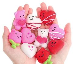 Kit 5 Squishy Mochi Cachorrinho Coraçãozinho Ursinho Lindos