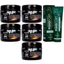 Kit 5 Super Gel 30 Ervas 250g + 1 Pomada Fisio Fort 150g