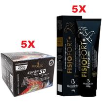 Kit 5 Super Gel 30 Ervas 250g + 5 Pomada Fisio Fort Premium 150g