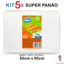 Kit 5 Super Panão Esfregão Alvejado Pano de Chão Absorvente 60x90cm