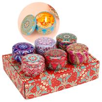 kit 5 Super Velas Aromáticas Perfumadas Lata Mandalas e Indianas 125g