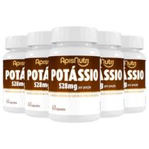 Kit 5 Suplemento Mineral De Potássio Apisnutri 60 Cápsulas
