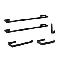 Kit 5 Suporte Acessórios para Banheiro Porta Toalha De Banho Toalha De Rosto Porta Papel Higienico E Gancho Multi Uso