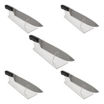 Kit 5 Suporte Acrílico Organizador Faca Cozinha Expositor Profissional Descanso Porta Cepo