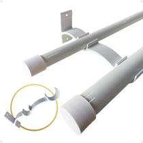 Kit 5 Suporte Duplo Comum Perfil Varão Cortina 19.28mm Ilhós Argola Instalação