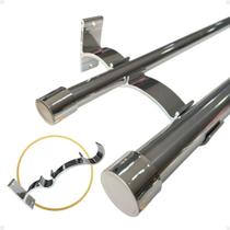 Kit 5 Suporte Duplo Comum Perfil Varão Cortina 19.28mm Ilhós Argola Instalação