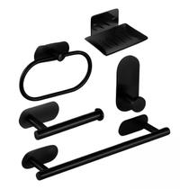 Kit 5 Suportes Banheiro Toalheiro Aço Inox Escovado Sem Furo Kit 5 Suportes Banheiro Toalheiro Aço Inox Escovado Sem Furo