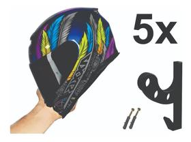 Kit 5 Suportes De Parede Para Capacetes Com Gancho