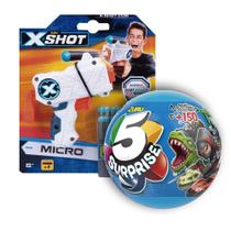 Kit 5 surprise - colecionáveis azul + lancador x-shot micro