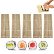 Kit 5 Sushi Mat Esteira Para Sushi Sudare Quadrado Bambu Comida Japonesa