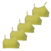 Kit 5 Sutiã Infantil Juvenil Algodão Sem Bojo Tamanho:MCor:Amarelo