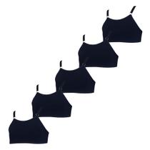 kit 5 Sutiã Top Menina sem Bojo Algodão - Preto