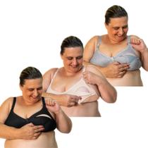 Kit 5 Sutiãs Amamentação Cotton Plus Size Conforto Dia a Dia