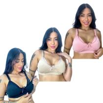 Kit 5 Sutiãs Amamentação Microfibra Feminino Sem Bojo Anatômico Confortável Prático Maternidade