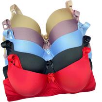 Kit 5 Sutiãs Com Bojo Alça Reforçada Cores Lisas Kit 5 Sutiãs Com Bojo Alça Reforçada Cores Lisas