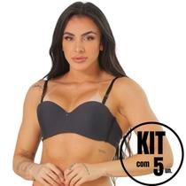 Kit 5 Sutiãs sem alça Sem Alça Com Bojo Push Up Reforçado Sustentação