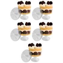 Kit 5 Taça Confeiteiro Sobremesa Redonda Acrilico Tampa 1,450ml Kit 5 Taça Confeiteiro Sobremesa Redonda Acrilico Tampa 1,450ml