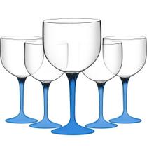 Kit 5 Taça Gin Transparente Haste Coloridas Festas Cor:azul Kit 5 Taça Gin Transparente Haste Coloridas Festas Cor:azul