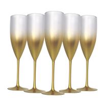 Kit 5 Taças de Champanhe Acrílico Degrade 160ml - Elegância Estilo p/ Eventos Festas Ano Novo Kit 5 Taças de Champanhe Acrílico Degrade 160ml - Elegância Estilo p/ Eventos Festas Ano Novo