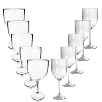 Kit 5 Taças Gin E 5 Taças Vinho Acrílico Krystalon Kit 5 Taças Gin E 5 Taças Vinho Acrílico Krystalon