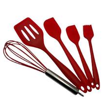 Kit 5 Talheres de Silicone Espátula Pincel Fluet Utensílio de Cozinha Kit 5 Talheres de Silicone Espátula Pincel Fluet Utensílio de Cozinha
