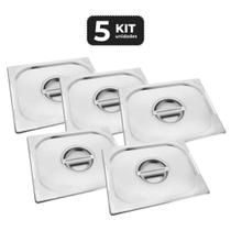 Kit 5 tampa para cuba inox recortada 1/2 gn p/ buffet