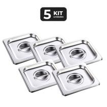 Kit 5 tampa para cuba sem recorte inox 1/6 gn p/ buffet