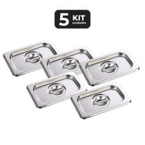 Kit 5 tampa para cuba sem recorte inox 1/9 gn p/ buffet