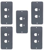 Kit 5 tampa pvc cinza 2 modulos rj 1/2 x 3/4" masster Kit 5 tampa pvc cinza 2 modulos rj 1/2 x 3/4" masster