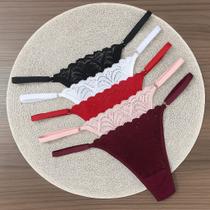 Kit 5 Tanga Renda Fio Duplo Calcinha Sexy Transparente Lingerie Sensual Moda Íntima