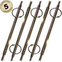 Kit 5 Tarrachas Longa Saca Válvula Pneu Sextavada Dois Lados