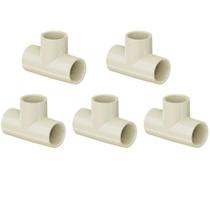 Kit 5 Tê Aquatherm 90 Graus CPVC Bege Condução Canos E Tubos Água Quente 1/2” Polegadas 15mm Tigre