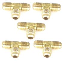 Kit 5 Tee Latão Forjado Flange 3/8 Sae Macho Tubo Cobre Te