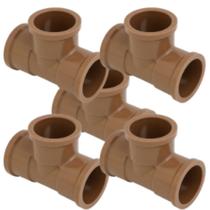 Kit 5 tee soldavel pvc marrom krona 20mm Kit 5 tee soldavel pvc marrom krona 20mm