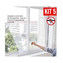 Kit 5 Tela Mosquiteira Janela Ajustável Anti Insetos Proteção Pernilongo Mosquitos Dengue 130x150cm