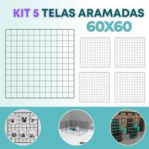 Kit 5 Telas Aramada 60x60cm Organização de Acessórios Painel Decorativo Mural Inspiração