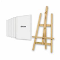 Kit 5 Telas de Pintura Souza com Cavalete de Mesa em Madeira Pinus Natural para Artistas Estudantes Kit 5 Telas de Pintura Souza com Cavalete de Mesa em Madeira Pinus Natural para Artistas Estudantes