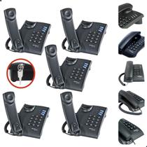 Kit 5 Telefones com Fio e Chave Escritório Consultório Empresa Motel Instalação Mesa Parede