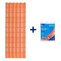 Kit 5 Telhas Plan PVC 1,98 x 0,88 x 1,6 mm 06 Ondas com 4 Kit Fixação e Vedação Afort