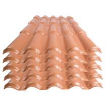 Kit 5 Telhas PVC Afort Colonial 5 Ondas Cerâmica/Terracota 2,30x0,86m