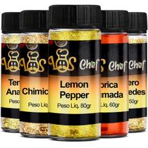 Kit 5 Temperos no Pote Até 130gr Completo Lemon Pepper Chimichurri Páprica Defumada Ana Maria Edu - Los Chef