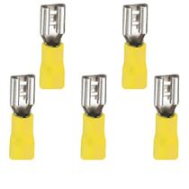 Kit 5 Terminal Fêmea Eletrico Pré-isolado Fios 4mm A 6mm Amarelo Condutor Eletrico Plastico Metal